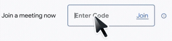Google Meet PC 공식 안내의 빈 Enter Code 입력란과 Join 버튼