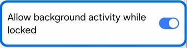 삼성 공식 보안 폴더 예시의 Allow background activity while locked 설정 항목
