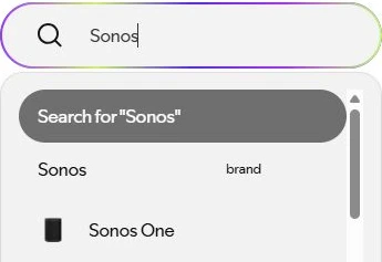 Spotify 공식 Connect 호환 기기 검색에 Sonos를 입력한 예시