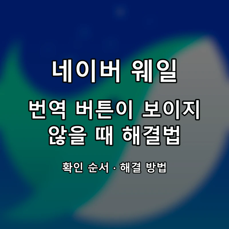 네이버 웨일 번역 버튼이 보이지 않을 때 해결법 대표 이미지